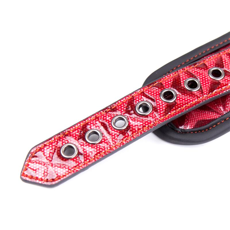 Adjustable Collar With Leash Diamond Vegan Leather - Image 6