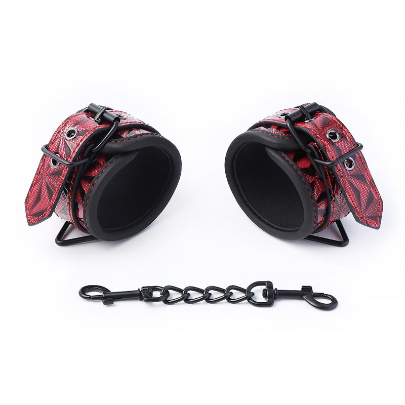 Adjustable Padded Handcuffs Diamond Vegan Leather - Image 3