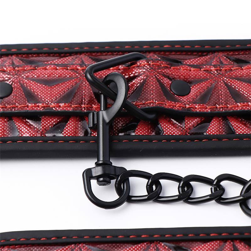 Adjustable Padded Handcuffs Diamond Vegan Leather - Image 4