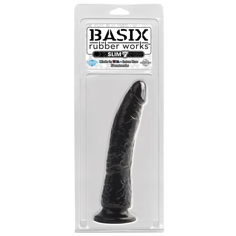 Dildo Slim 17,78 cm with Suction Cup - Black - Image 2