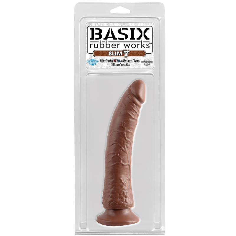 Dildo Slim 17,78 cm with Suction Cup - Brown - Image 2