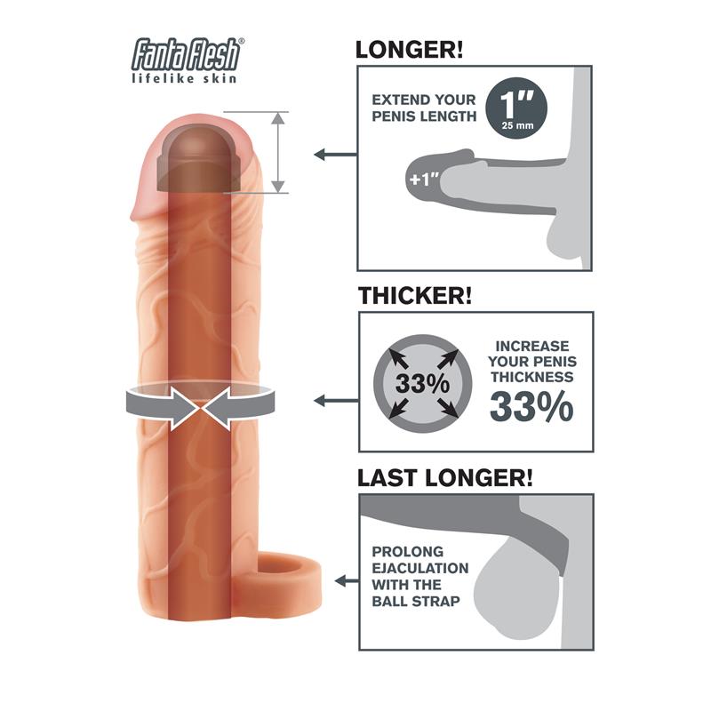 Fantasy X-tensions Perfect 2,5 cm Extension with Ball Strap - Flesh - Image 2