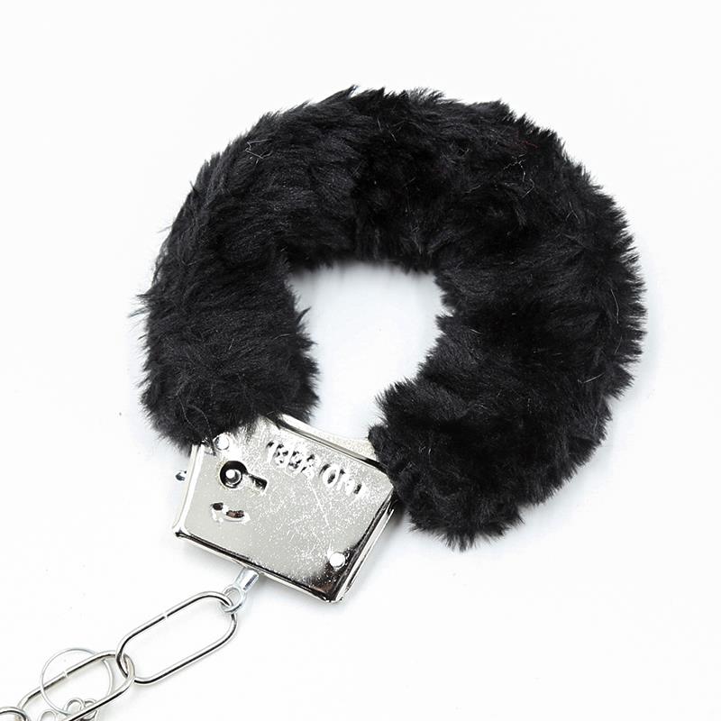 Furry Metal Handcuffs Black - Image 4