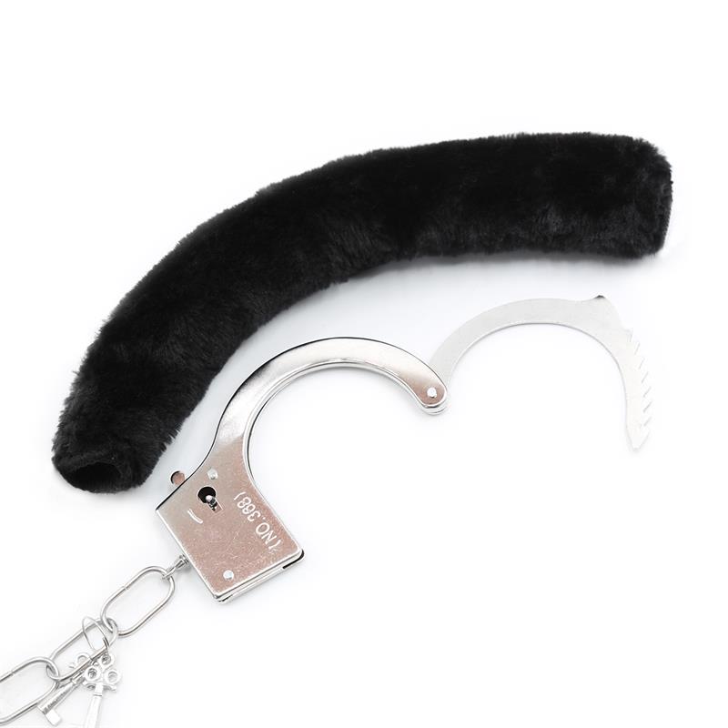 Furry Metal Handcuffs Black - Image 6