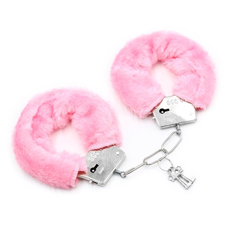 Furry Metal Handcuffs Pink - Image 2