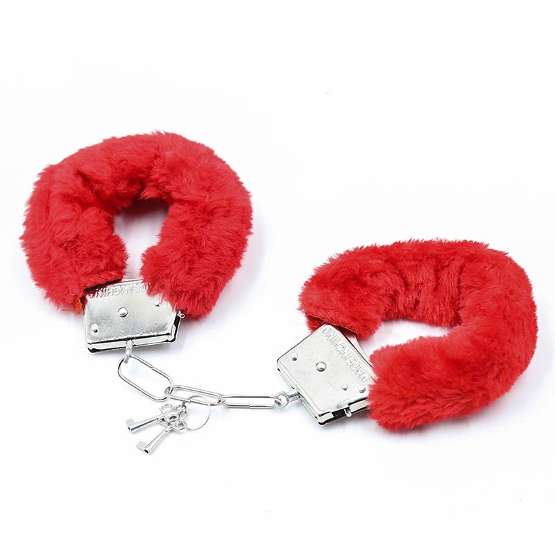 Furry Metal Handcuffs Red - Image 2