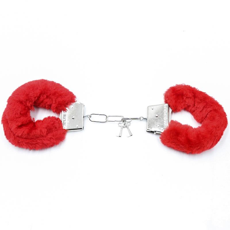 Furry Metal Handcuffs Red - Image 3