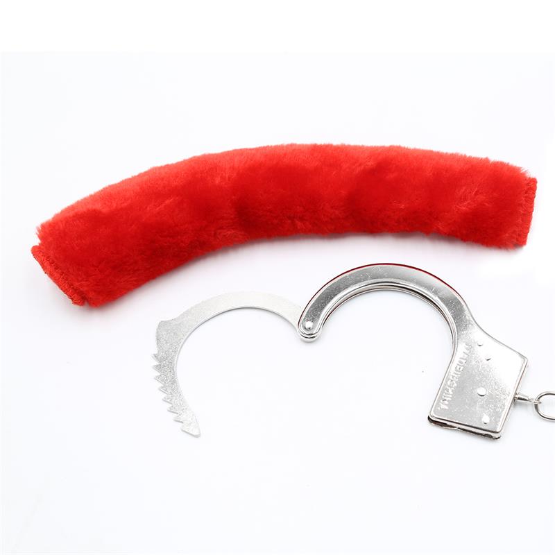 Furry Metal Handcuffs Red - Image 7