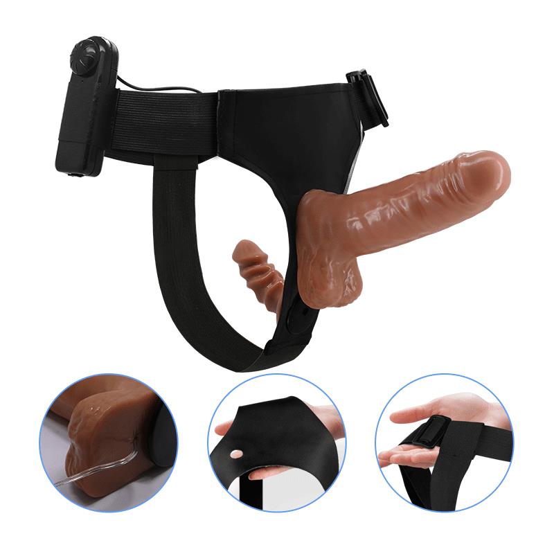 Harness with Double Retractable Dildo with Vibration - Image 10