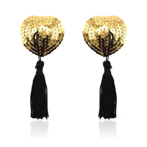 Heart Nipple Cover with Gold Sequins