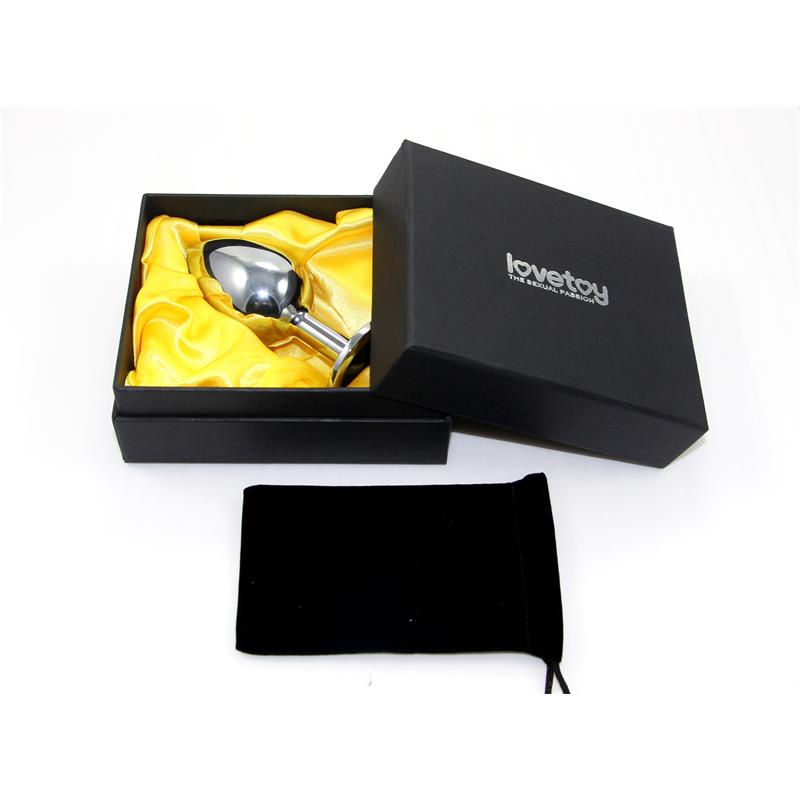 Metal Butt Plug RoseBud Classic with Darkblue Jewel Size L - Image 2