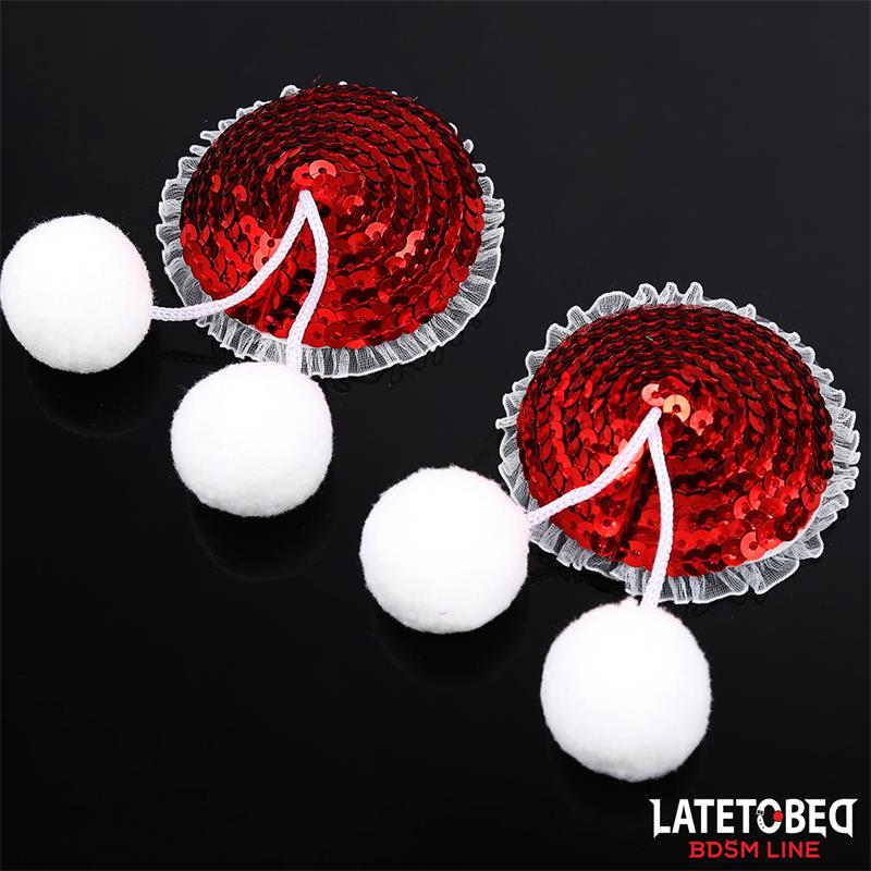 Nipple Pasties with Red Sequin Pom-Pom - Image 3