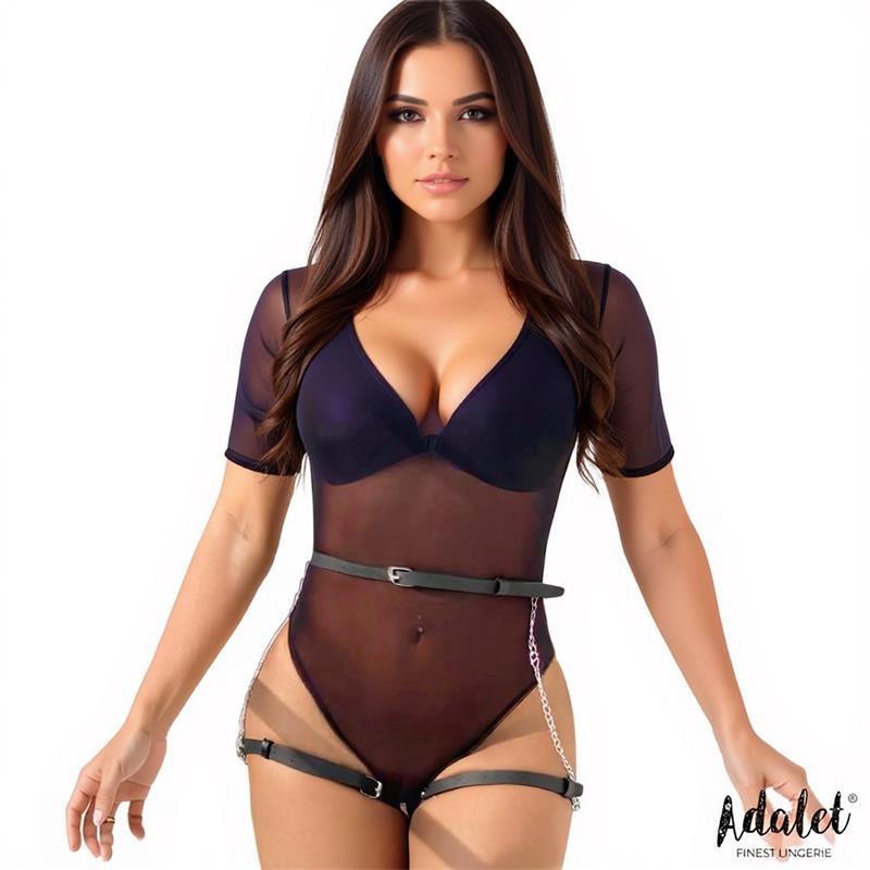 Oriana Vegan Leather Belt Harness with Chain One size
