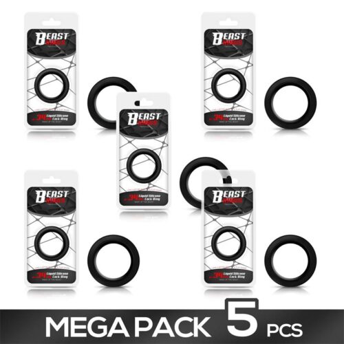 Pack of 5 Liquid Silicone Cock Ring 3.4 cm