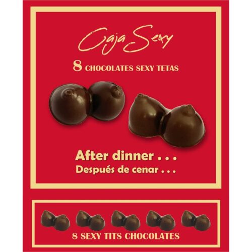 Red Box of 8 Dark Chocolate Tits-Shaped Candies 8 units