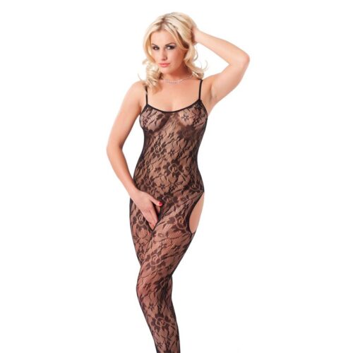 Floral Open Catsuit Black One Size
