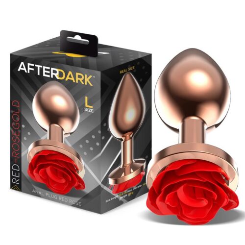 Rose Gold Anal Plugh with Red Rose Base size L