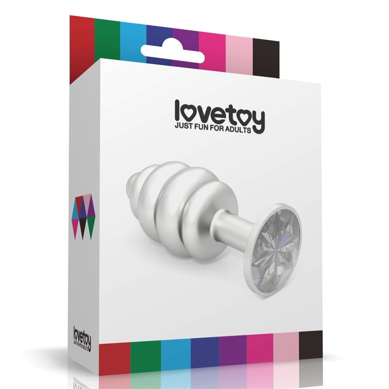 Spiral Butt Plug Rosebud with Clear Jewel - Image 2