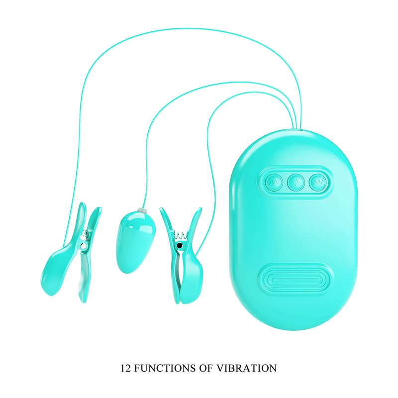 Surprise Box Vibrating Egg with Electric Shock Nipple Clamps Blue - Image 3