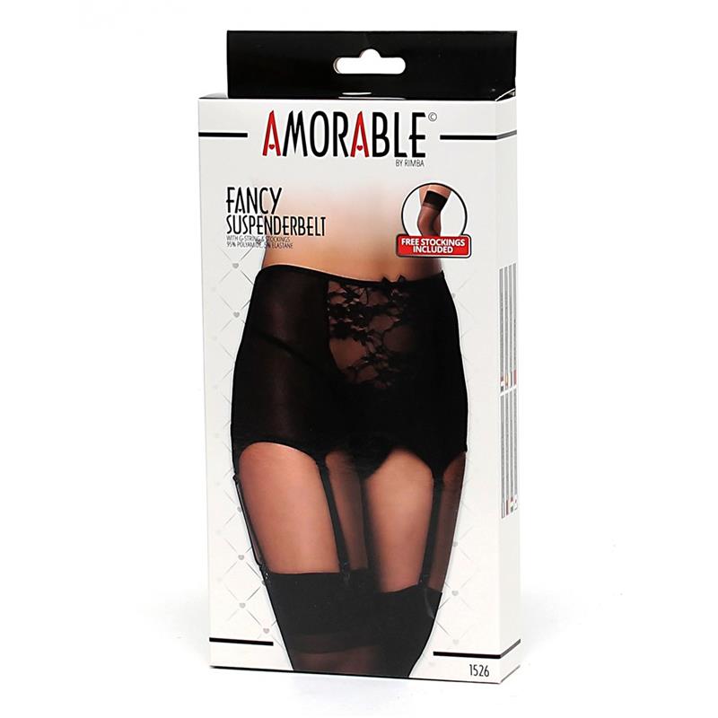 Wide Garter Belt with Stocking Black - Image 3
